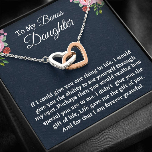 Gift for Stepdaughter, Bonus Daughter Gift, Two Hearts Necklace, Birthday Gift, From Stepmom Present for Stepdaughter