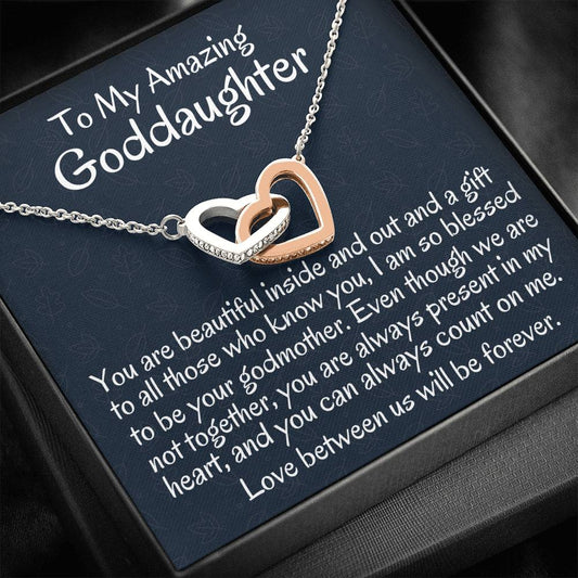 To My Goddaughter Gift, Goddaughter Gift from Godmother Two Hearts Necklace Gift for Baptism, Confirmation, Graduation Birthday