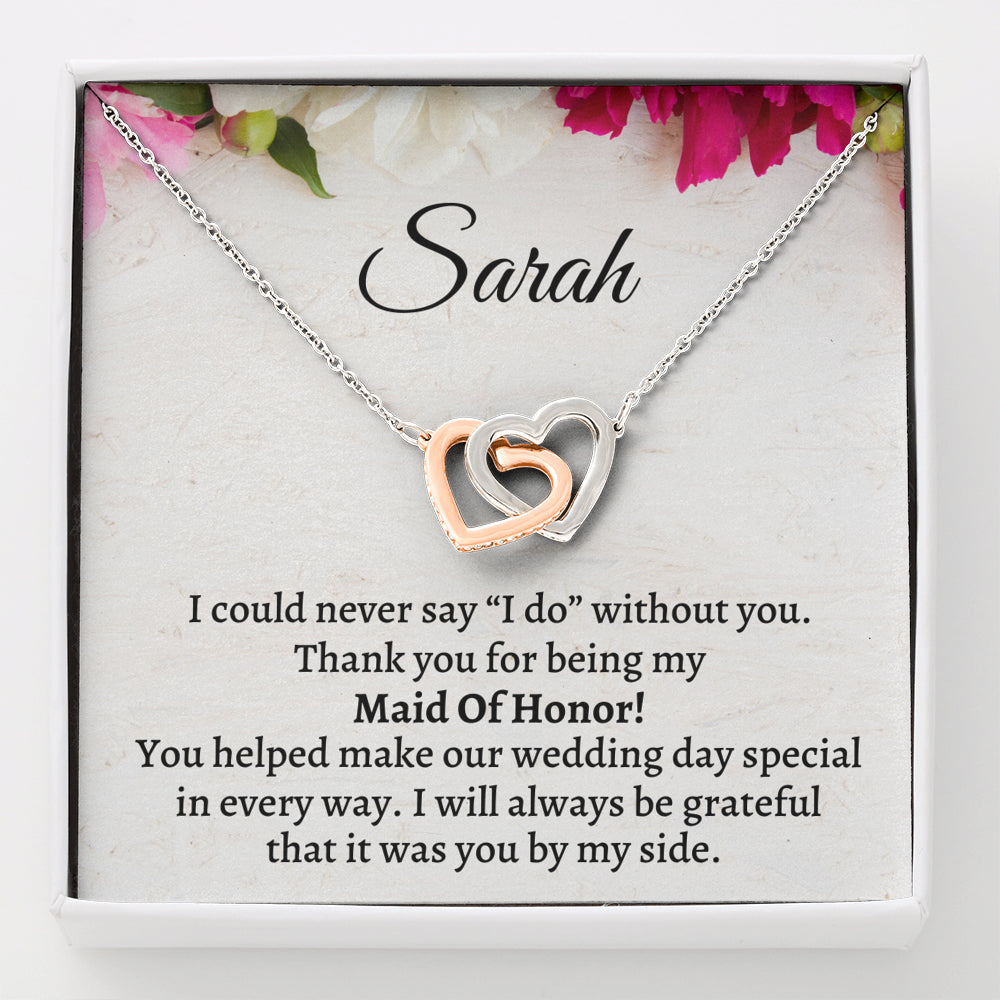 Maid of Honor Thank You Gift From Bride, Personalized Maid of Honor Thank You Gift, Two Hearts Necklace, Appreciation Gift, Jewelry Gift, Matron of Honor Gift