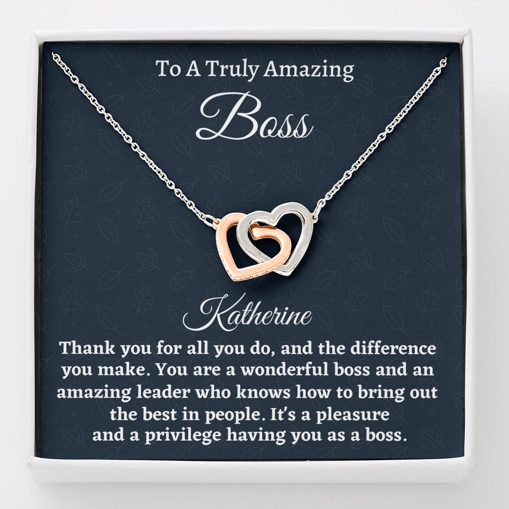 Personalized Boss Gift for Women Boss, Hearts Necklace, Boss Lady Jewelry Gift, Appreciation Thank You Gift For An Amazing Boss
