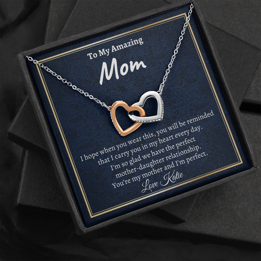 Mother's Day Necklace, Two Hearts Necklace, Mom Gift Idea, Funny Gift, Mom Gift From Daughter Necklace, Mom Gift From Son