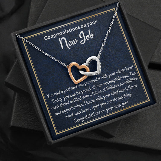 New Job Gift For Her, Two Hearts Necklace, Congratulations On New Job, Leaving Gift, New Beginnings Necklace Gift, Promotion Gifts For Women