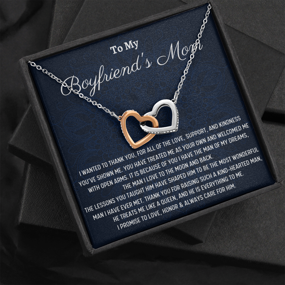 To My Boyfriends Mom Gift, Two Hearts Necklace, Christmas Gift for Boyfriends Mom Gift for Boyfriend's Mom From Girlfriend
