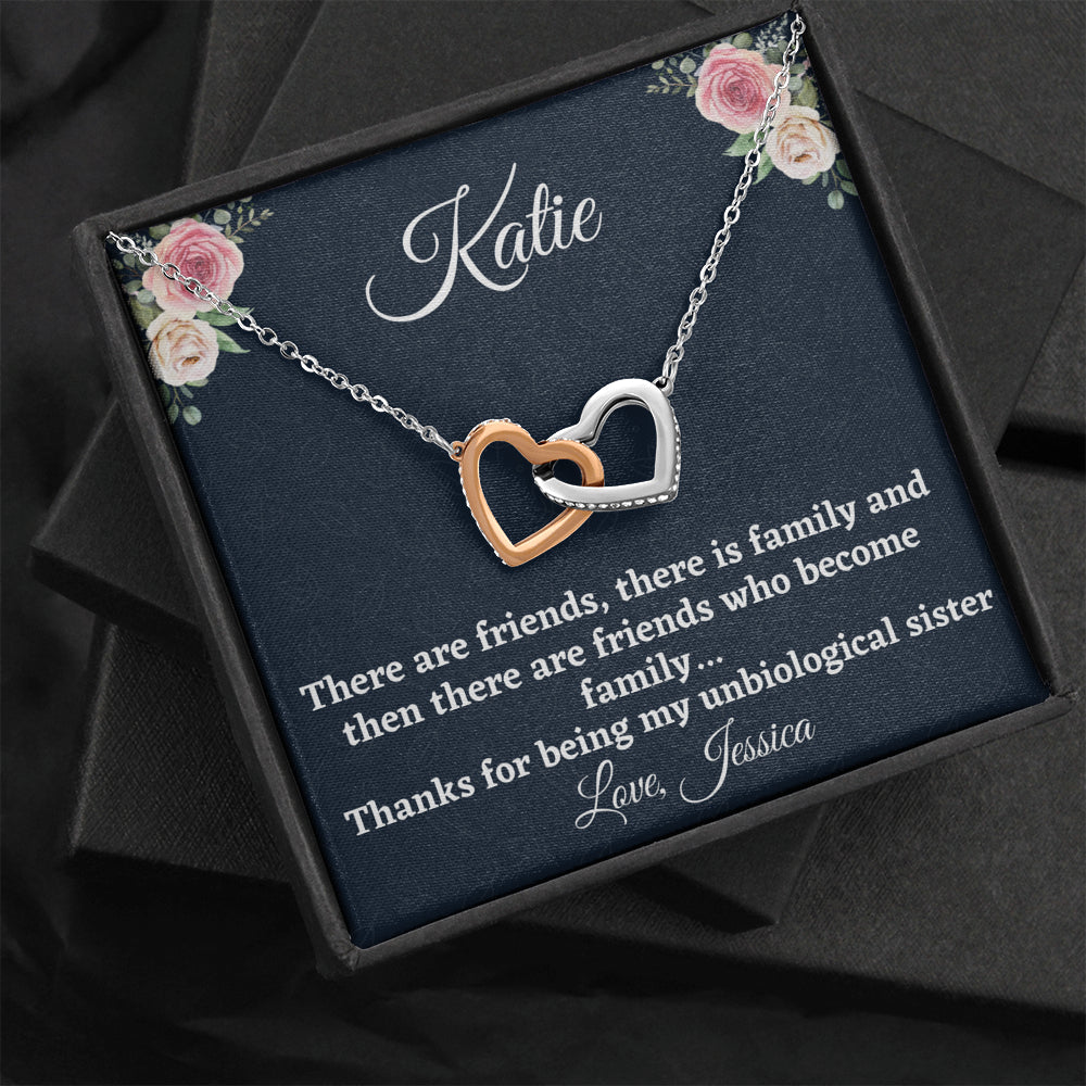 Gift for Best Friend, Personalized Two Hearts Necklace, Unbiological Sister Gift, Gift For Your BFF, Sister Gift