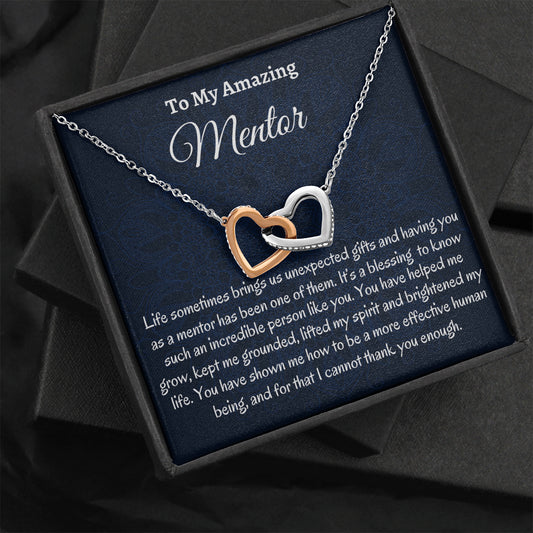 Mentor Gift For Women, Two Hearts Necklace, Appreciation Gift for Mentor, Career Mentor, Gift For Boss, Thank You Gift For Teacher