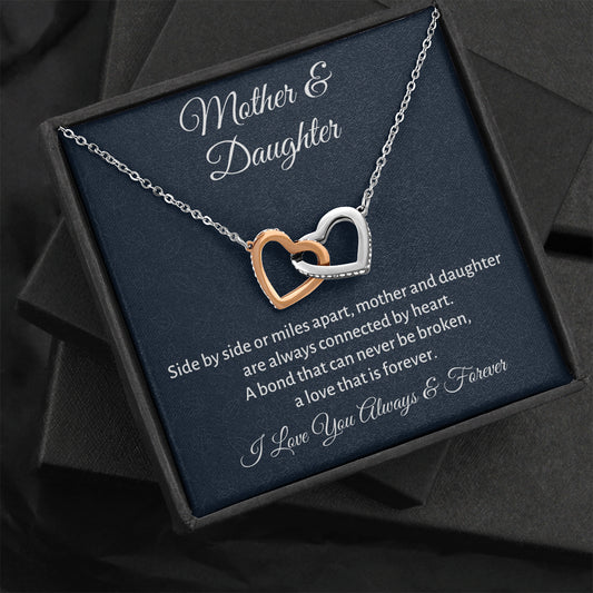 Mother & Daughter Two Hearts Necklace Gift, Mom Birthday or Christmas Present from Daughter, Parent Appreciation Gift