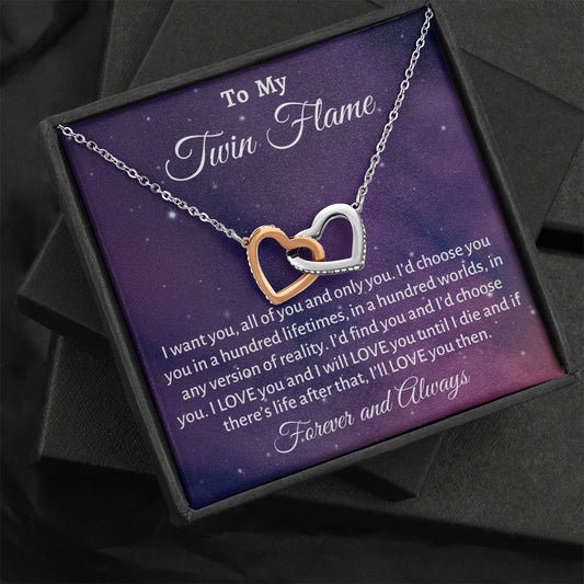 To My Twin Flame Two Hearts Necklace Gift, For My Girlfriend Soulmate Gift, Twin Flame Jewelry, To My Twin Flame Christmas or Birthday Gift For Her
