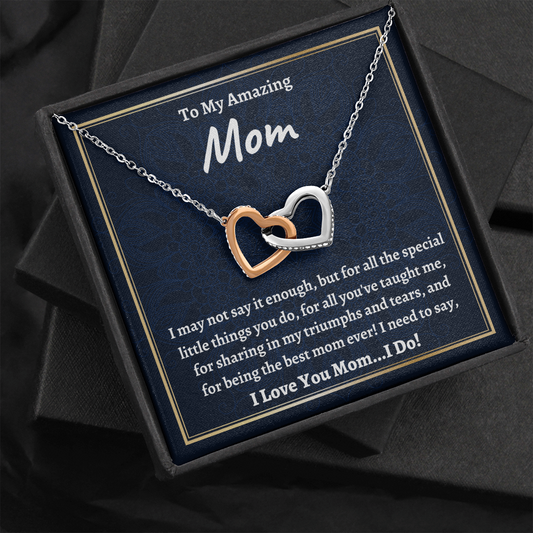Mother's Day Necklace, Interlocking Hearts Necklace, Mom Gift Idea, Mom Gift From Daughter Necklace, Mom Gift From Son, Christmas Gift