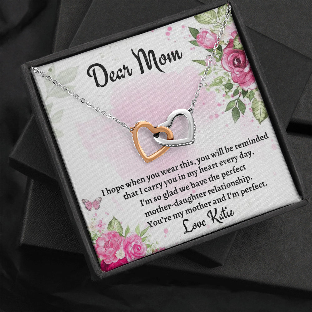 Gift for Mom, Two Hearts Necklace Gift For Mom, Birthday Gift, Present From Daughter to Mother Christmas Gift