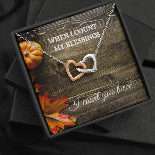 Thanksgiving Jewelry, Thankful For You Necklace, Two Hearts Necklace, Appreciation Necklace Thanksgiving for Her, Family Apart Gift