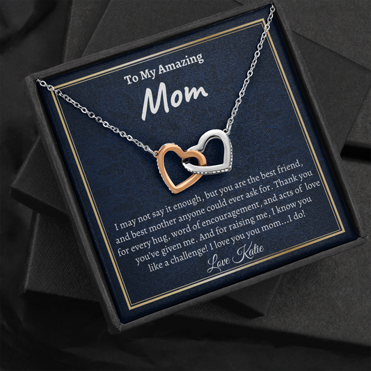 Funny Mother's Day Gift, Mom Gift From Daughter Necklace, Two Hearts Necklace, Christmas Gift, Mom Gift Idea, Mom Gift From Son