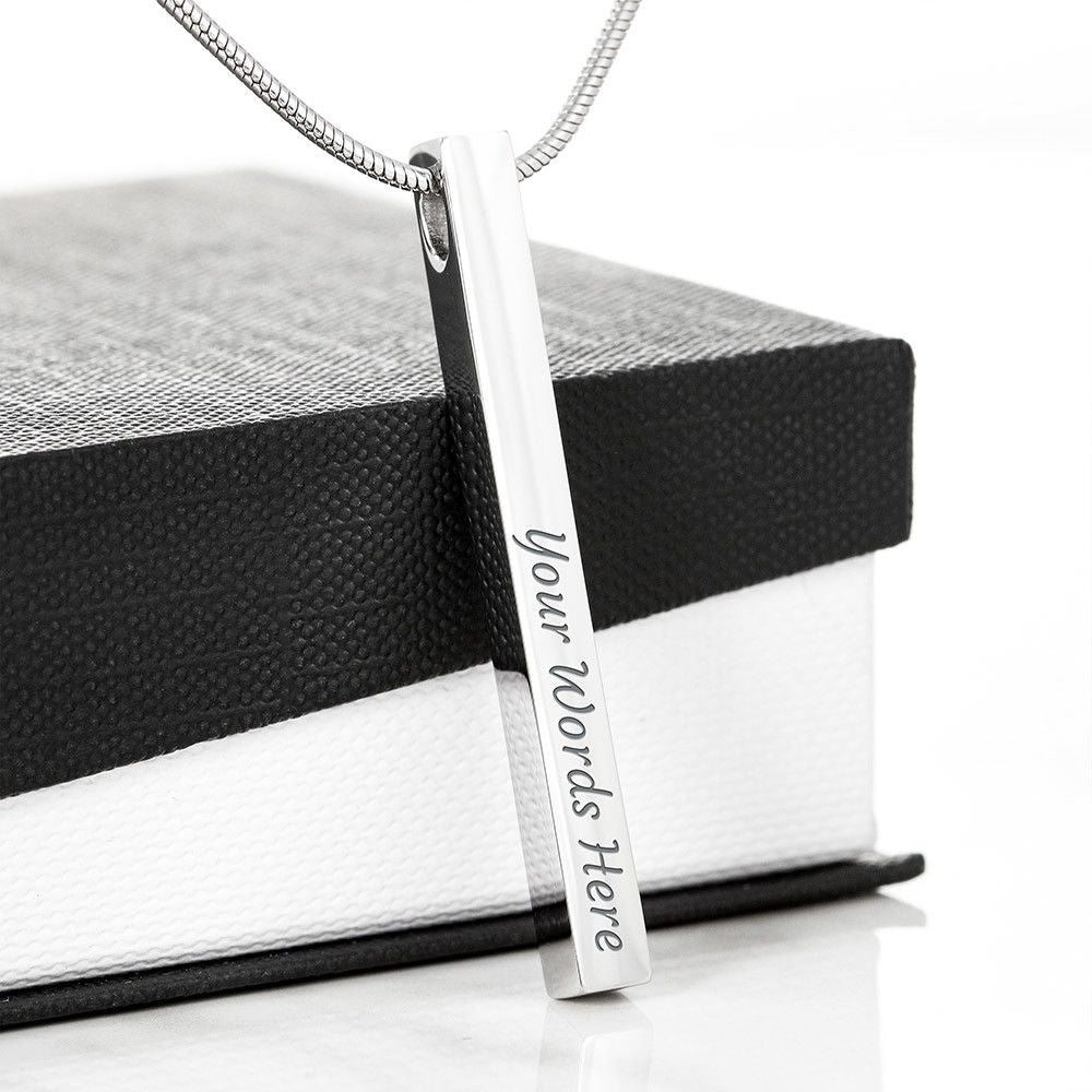 Custom Name Necklace, Twin Flame Gift Personalized Vertical Bar Necklace, Birthday or Christmas, Engraved Bar Necklace