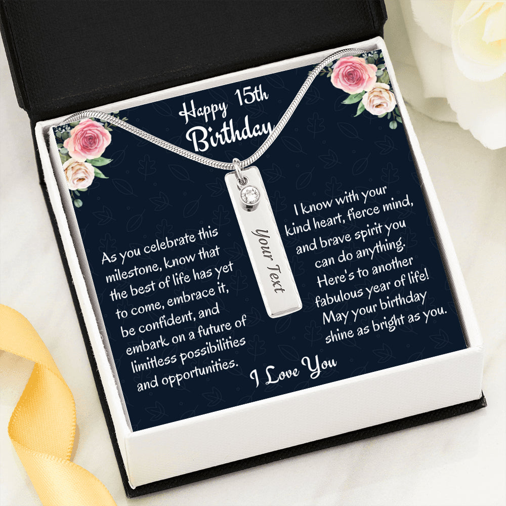 Birthday Gift for 15 Year Old Girl, Birthstone Necklace, Personalized  Birthday Gift, Present for Fifteenth Birthday, Birthday Gift For A Friend or Daughter