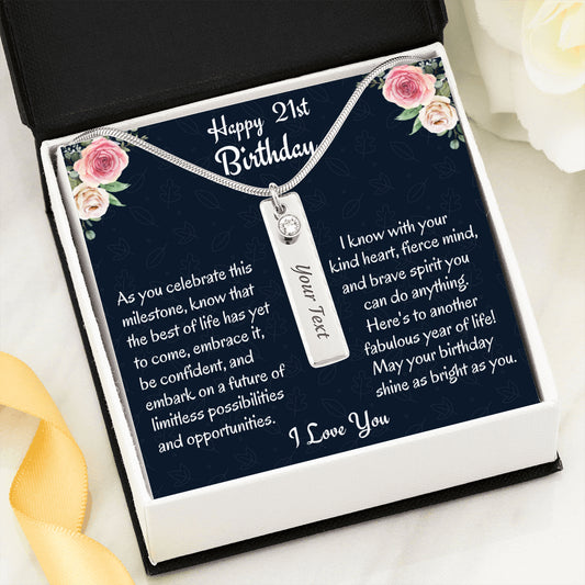 Birthday Gift for 21 Year Old Girl, Birthstone Necklace, Personalized Birthday Gift, Present for Twenty First Birthday, Birthday Gift For A Friend or Daughter