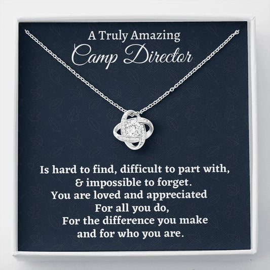 Camp Director Gift, Appreciation Gift For A Camp Director, Love Knot Necklace, Personalized Camp Director Gift, Jewelry Gift For Women