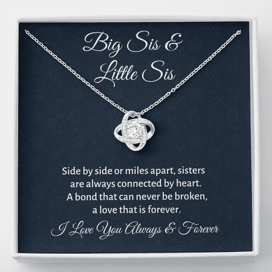 Big Sis Little Sis Gift, Love Knot Necklace Gift For Sister, Sister To Sister Christmas or Birthday Gift, Big Sis or Little Sis Gift