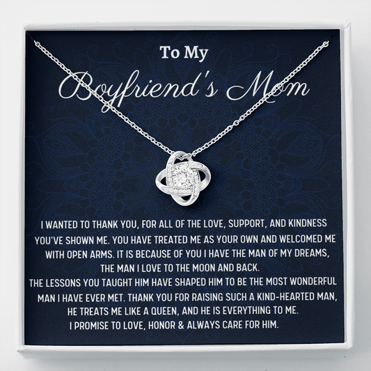 To My Boyfriends Mom Gift, Love Knot Necklace, Christmas Gift for Boyfriends Mom Gift for Boyfriend's Mom From Girlfriend