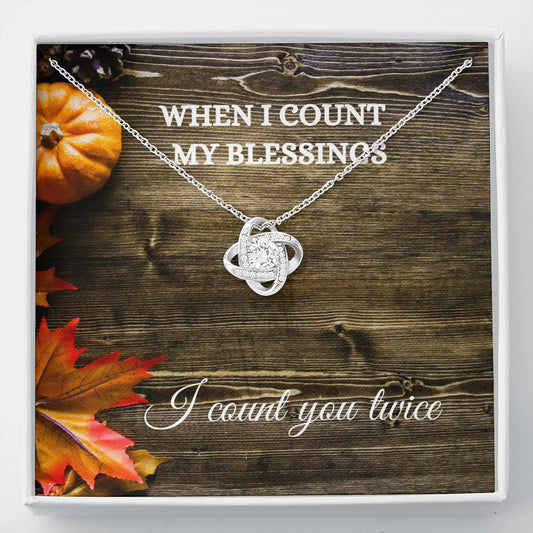 Thanksgiving Jewelry, Thankful For You Necklace, Love Knot Necklace, Appreciation Necklace Thanksgiving for Her, Family Apart Gift