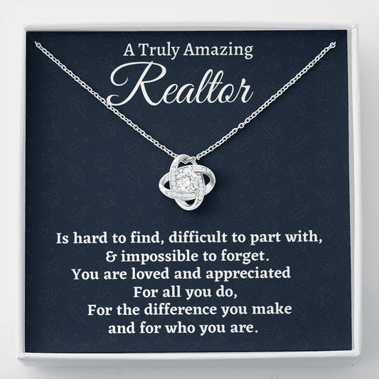 Realtor Gift, Appreciation Gift For A Realtor, Love Knot Necklace Personalized Gift, Jewelry Gift For Women
