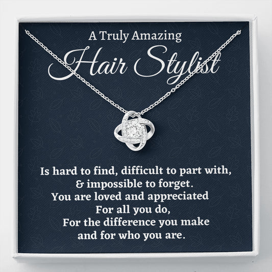 Hair Stylist Gift, Appreciation Gift For A Hair Stylist, Love Knot Necklace Personalized Gift, Jewelry Gift For Women, Farewell Gift