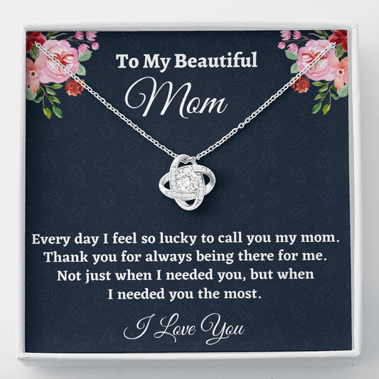Gift for Mom, Birthday Gift for Mom,Love Knot Necklace, Present From Daughter to Mother Christmas Gift From Son
