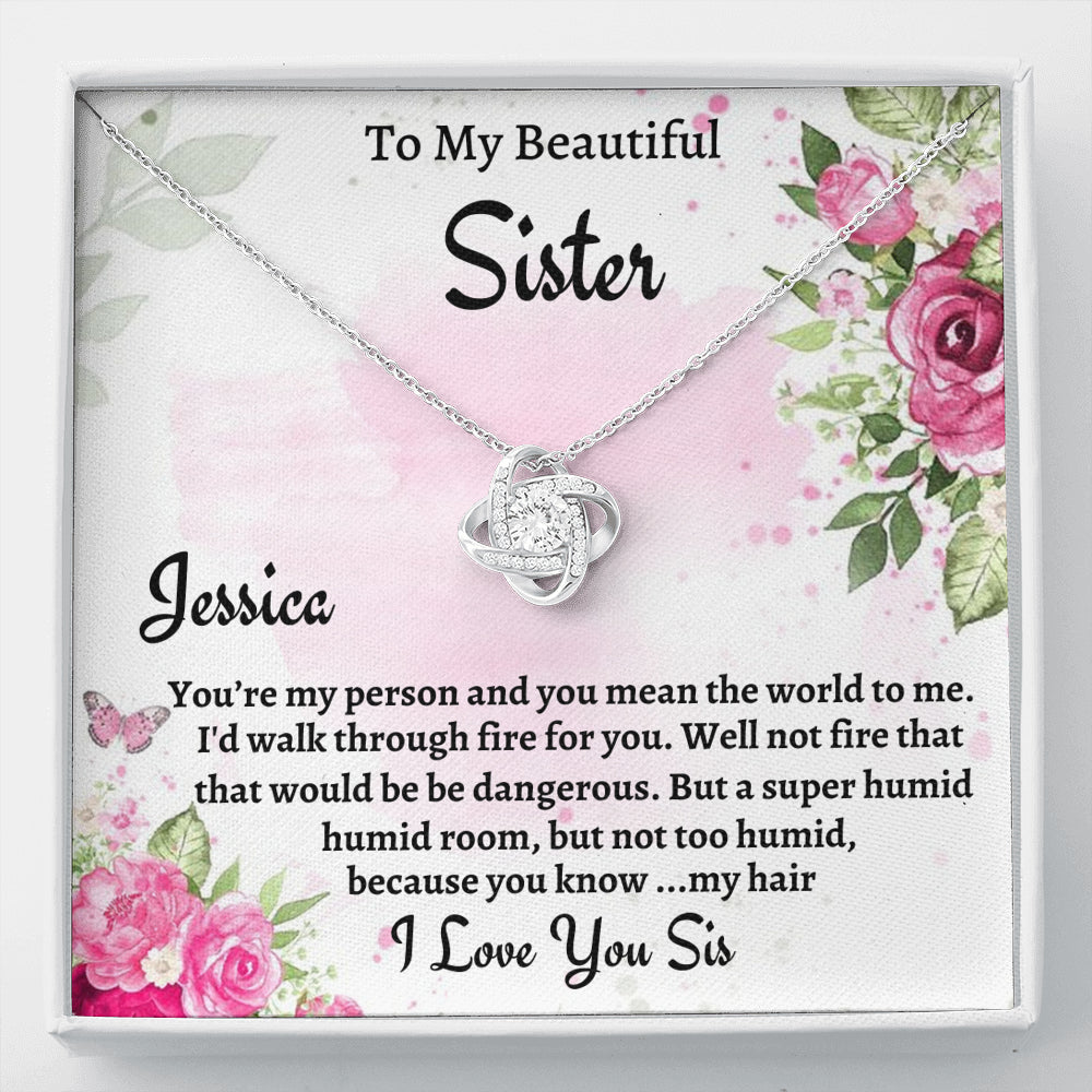 To My Sister Gift, Personalized Love Knot Necklace, Gift For Soul Sister, Birthday Gift For A Sister, Best Friend Christmas Gift