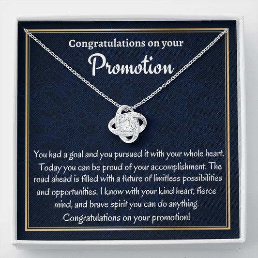 Promotion Gift For Her, Love Knot Necklace, Congratulations On Your Promotion, Leaving Gift, New Beginnings Necklace Gift, New Job Gifts For Women