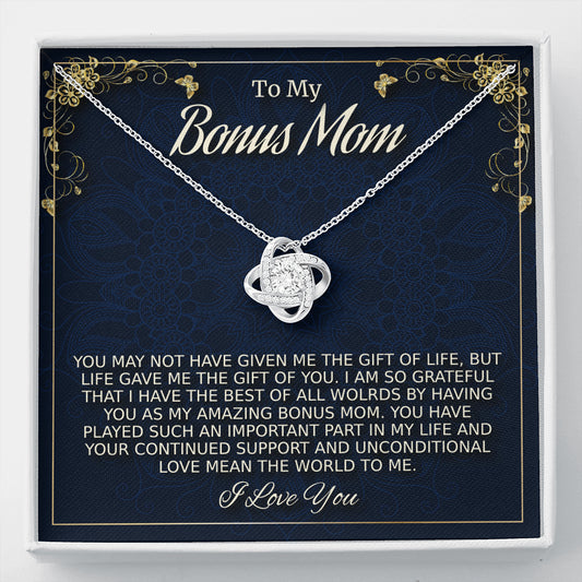 Gift For Bonus Mom, Love Knot Necklace For Mother In Law, Stepmom Gift, Christmas Gift, Birthday Gift From Stepdaughter or Stepson