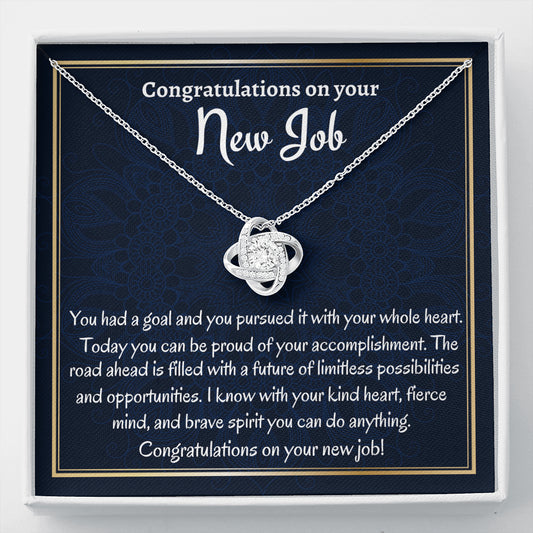 New Job Gift For Her, Love Knot Necklace, Congratulations On New Job, Leaving Gift, New Beginnings Necklace Gift, Promotion Gifts For Women