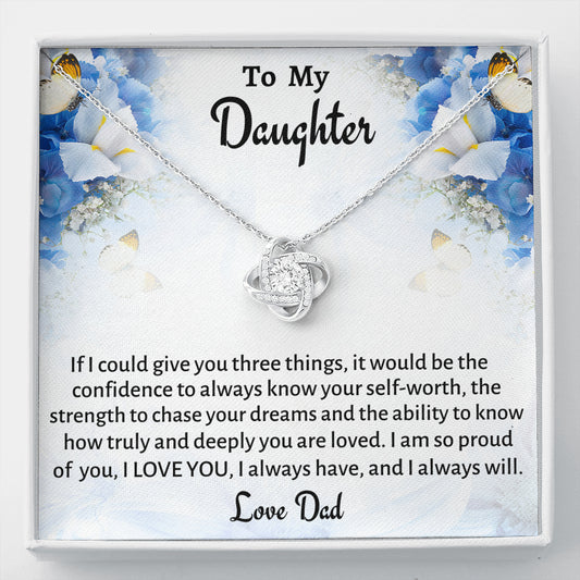 To My Daughter Love Knot Necklace Gift, Know You Are Deeply Loved Necklace, Gift for Daughter from Dad Birthday, Graduation or Christmas Present