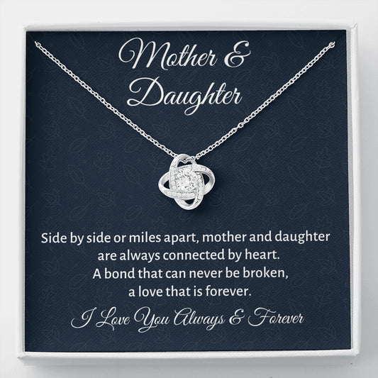 Mother & Daughter Love Knot Necklace Gift, Mom Birthday or Christmas Present from Daughter, Parent Appreciation Gift