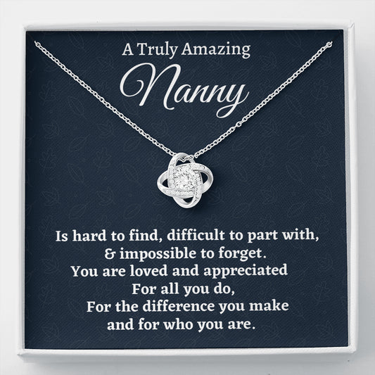 Nanny Gift, Appreciation Gift For A Nanny, Love Knot Necklace Personalized Gift, Jewelry Gift For Women