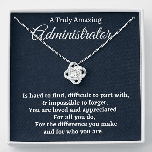 Administrator Gift, Appreciation Gift For An Administrator, Love Knot Necklace Personalized Gift, Jewelry Gift For Women