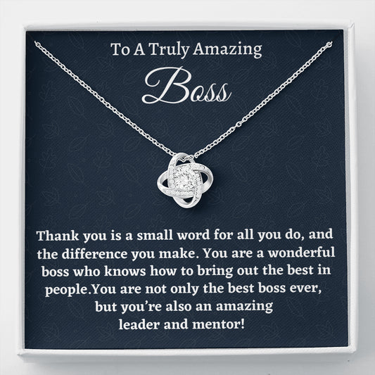 Boss Gift for Women Boss, Love Knot Necklace, Boss Lady Jewelry Gift, Appreciation Thank You Gift For An Amazing Boss