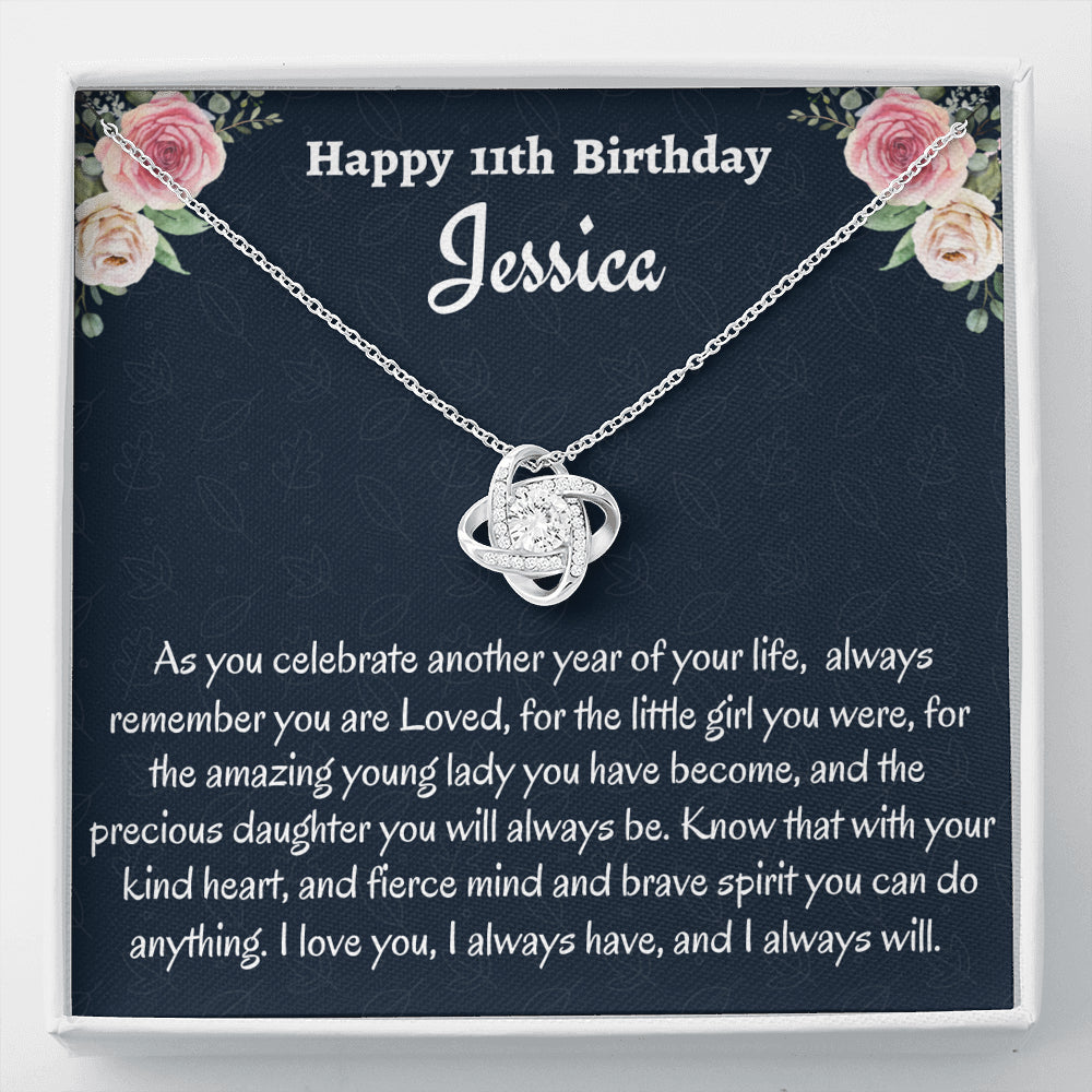Birthday Gift for 11 Year Old Girl, Personalized Eleventh Birthday Gift, Love Knot Necklace, Birthday Present for 11 Year Old, Birthday Gift For A Daughter