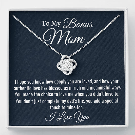 Gift For Bonus Mom,Stepmom Necklace Gift, Love Knot Necklace, Birthday Gift For Stepmom From Stepdaughter, Gift From Stepson