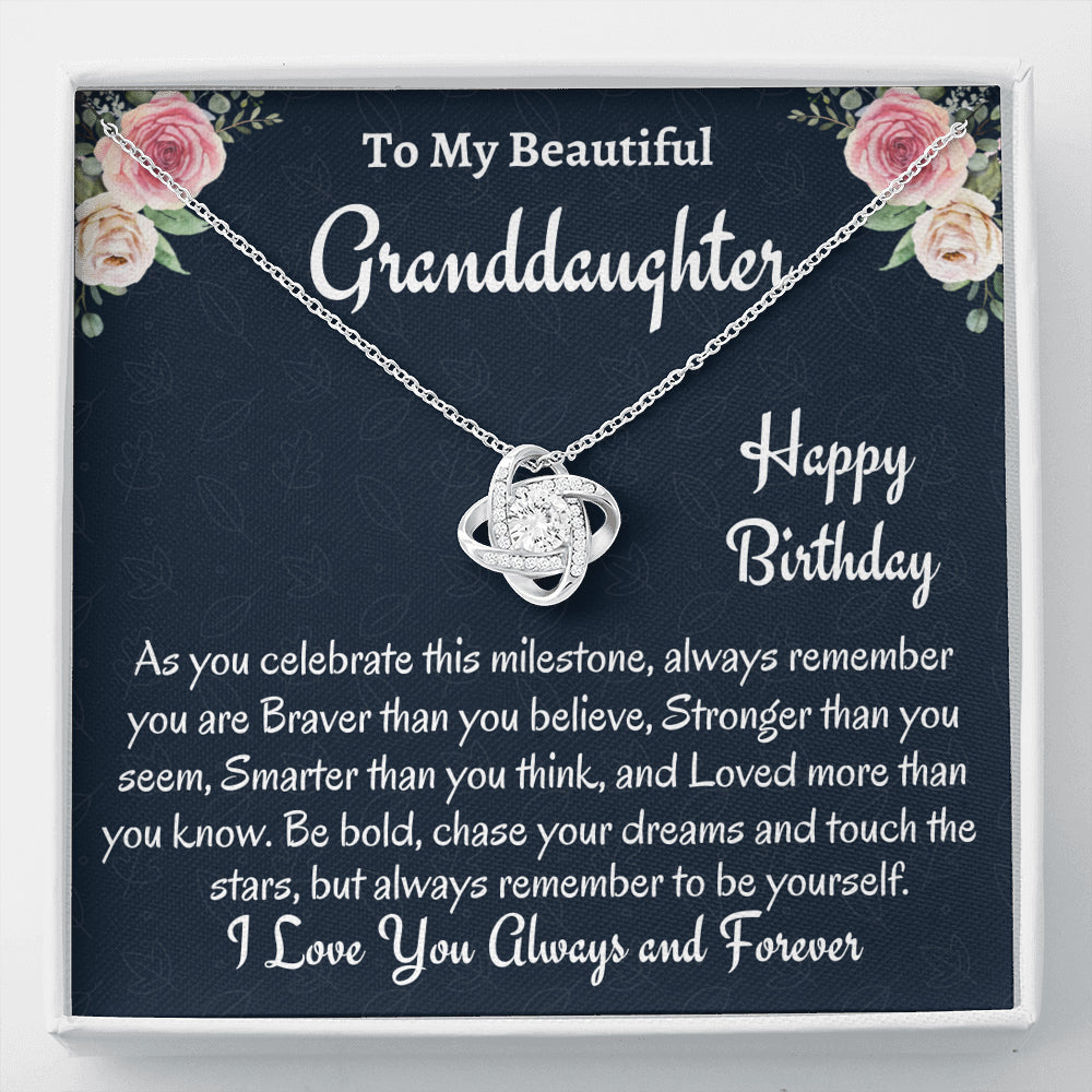 To My Granddaughter Birthday Gift, Love Knot Necklace, Gift For Granddaughter From Grandma, Birthday Jewelry, Grandfather to Granddaughter