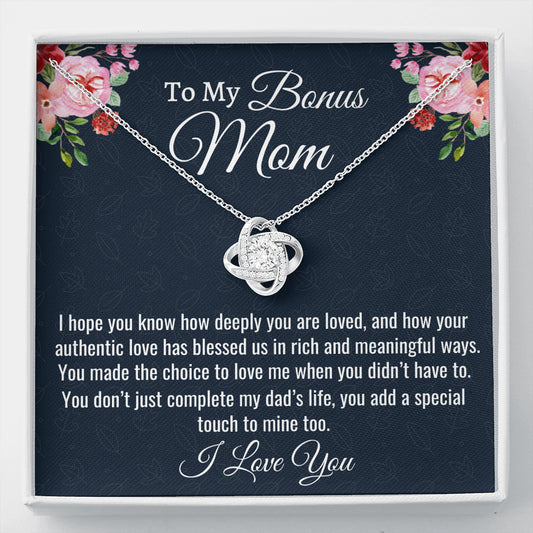 Gift For Bonus Mom,Stepmom Necklace Gift, Love Knot Necklace, Birthday Gift For Stepmom From Stepdaughter, Gift From Stepson