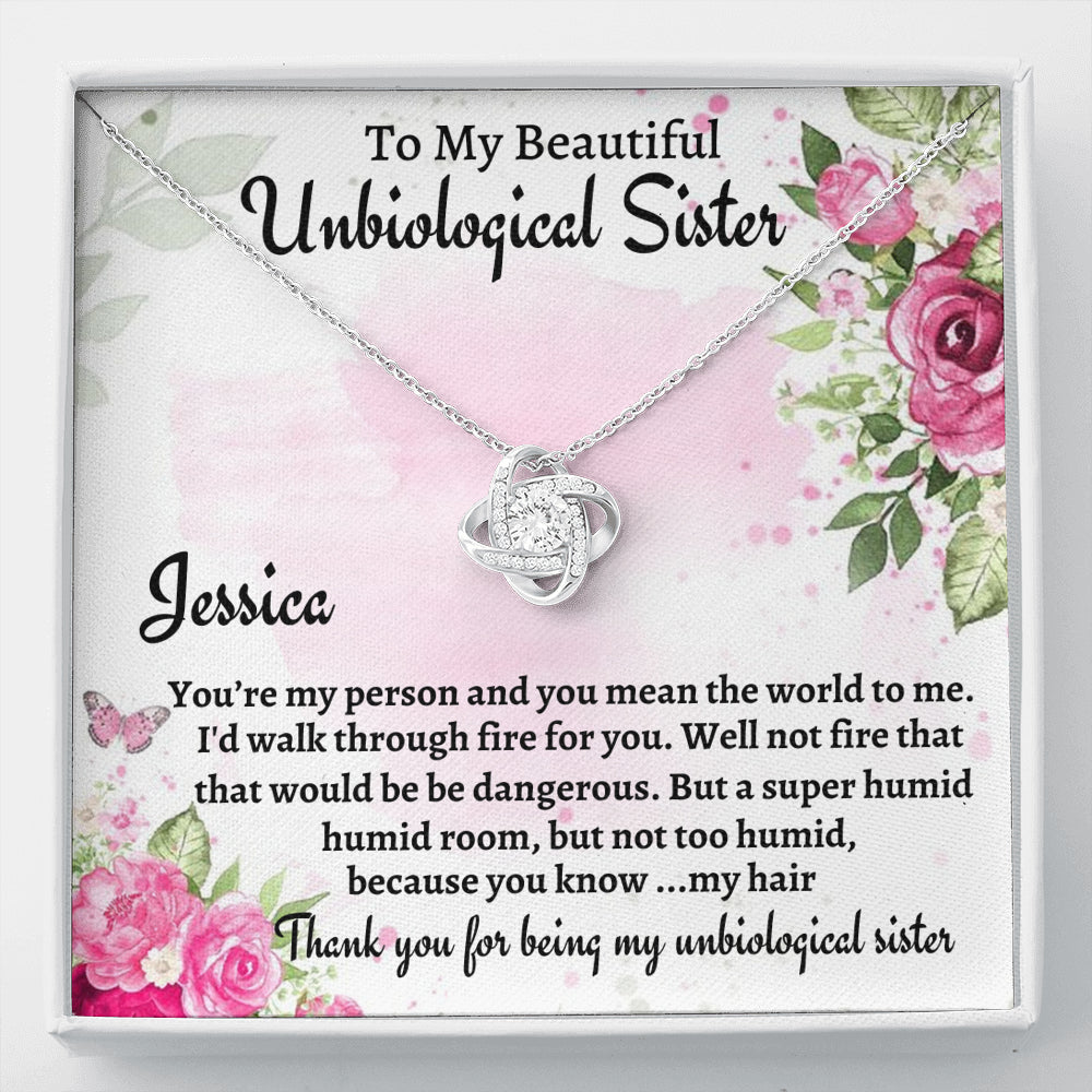 Unbiological Sister Gift, Personalized Love Knot Necklace, Gift For A Soul Sister, Birthday Gift For A Friend, Best Friend Christmas Gift