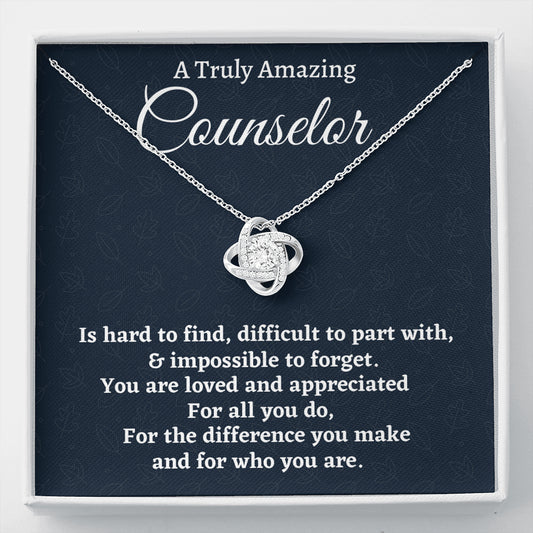 Counselor Gift, Appreciation Gift For A Counselor, Love Knot Necklace Personalized Gift, Jewelry Gift For Women