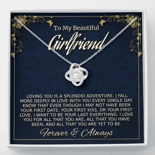Girlfriend Gift Necklace, Anniversary Gift for Girlfriend, Love Knot Necklace, Birthday Gift for Girlfriend, Christmas Gift for Girlfriend