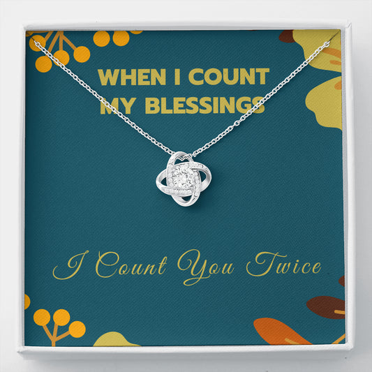 Thankful For You Necklace, Love Knot Necklace, Thanksgiving Jewelry, Appreciation Necklace Thanksgiving for Her, Family Apart Gift