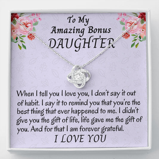 To My Bonus Daughter, Stepdaughter Gift, Love Knot Necklace, Bonus Daughter Birthday Gift, Gift for Bonus Daughter, Daughter in Law