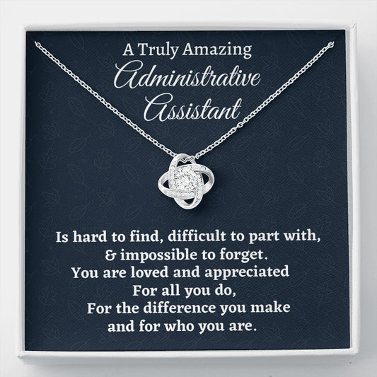 Administrative Assistant Gift, Appreciation Gift For An Administrative Assistant, Love Knot Necklace Personalized Gift, Jewelry Gift For Women