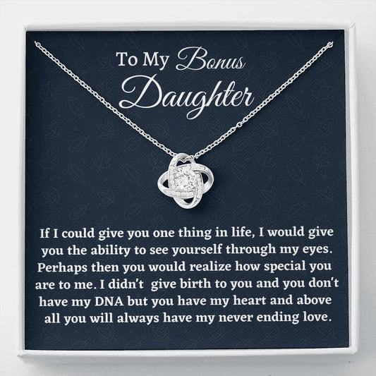 Stepdaughter Gift, Bonus Daughter Gift, Love Knot Necklace, Birthday Gift, Stepmom Present for Stepdaughter Daughter In Law