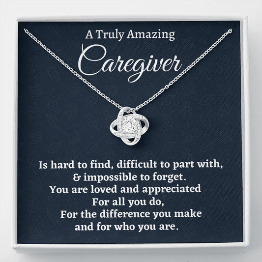 Caregiver Gift, Appreciation Gift For A Caregiver, Love Knot Necklace Personalized Gift, Jewelry Gift For Women