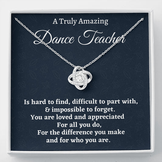 Dance Teacher Gift, Appreciation Gift For A Dance Teacher, Love Knot Necklace Personalized Gift, Jewelry Gift For Women, Farewell Gift