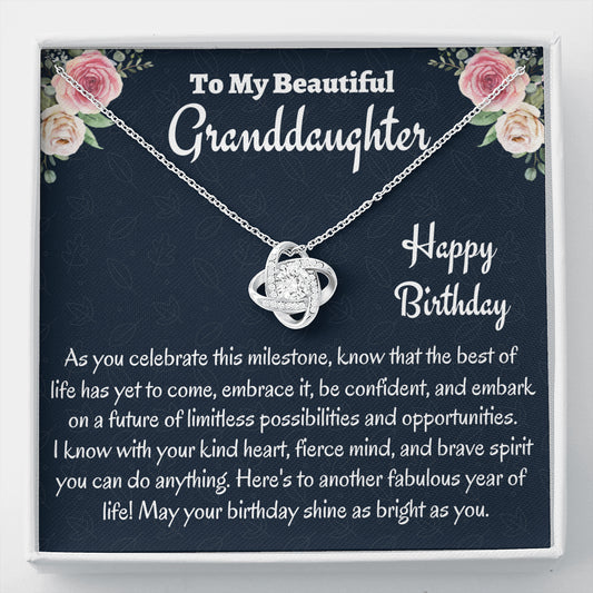 Granddaughter Birthday Gift, Love Knot Necklace, Gift For Granddaughter From Grandma, Birthday Jewelry, Grandfather to Granddaughter