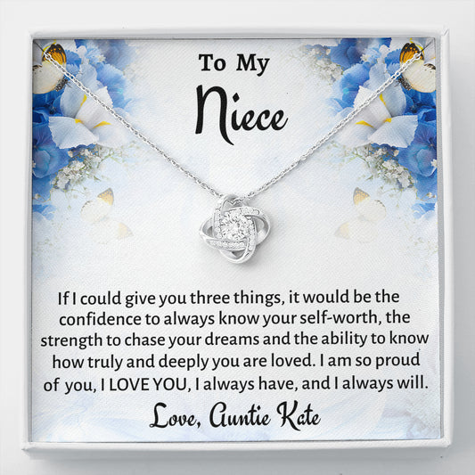 To My Niece Love Knot Necklace Gift, Know You Are Deeply Loved Necklace, Gift for Niece from Aunt Birthday, Graduation or Christmas Present