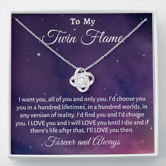 To My Twin Flame Love Knot Necklace Gift, For My Girlfriend Soulmate Gift, Twin Flame Jewelry, To My Twin Flame Christmas or Birthday Gift For Her